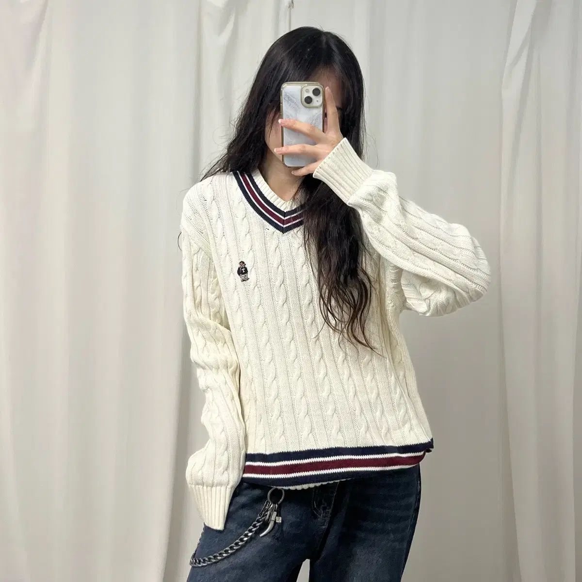 タイニー・ウィニー アイボリー ケーブル編み ニット セーター