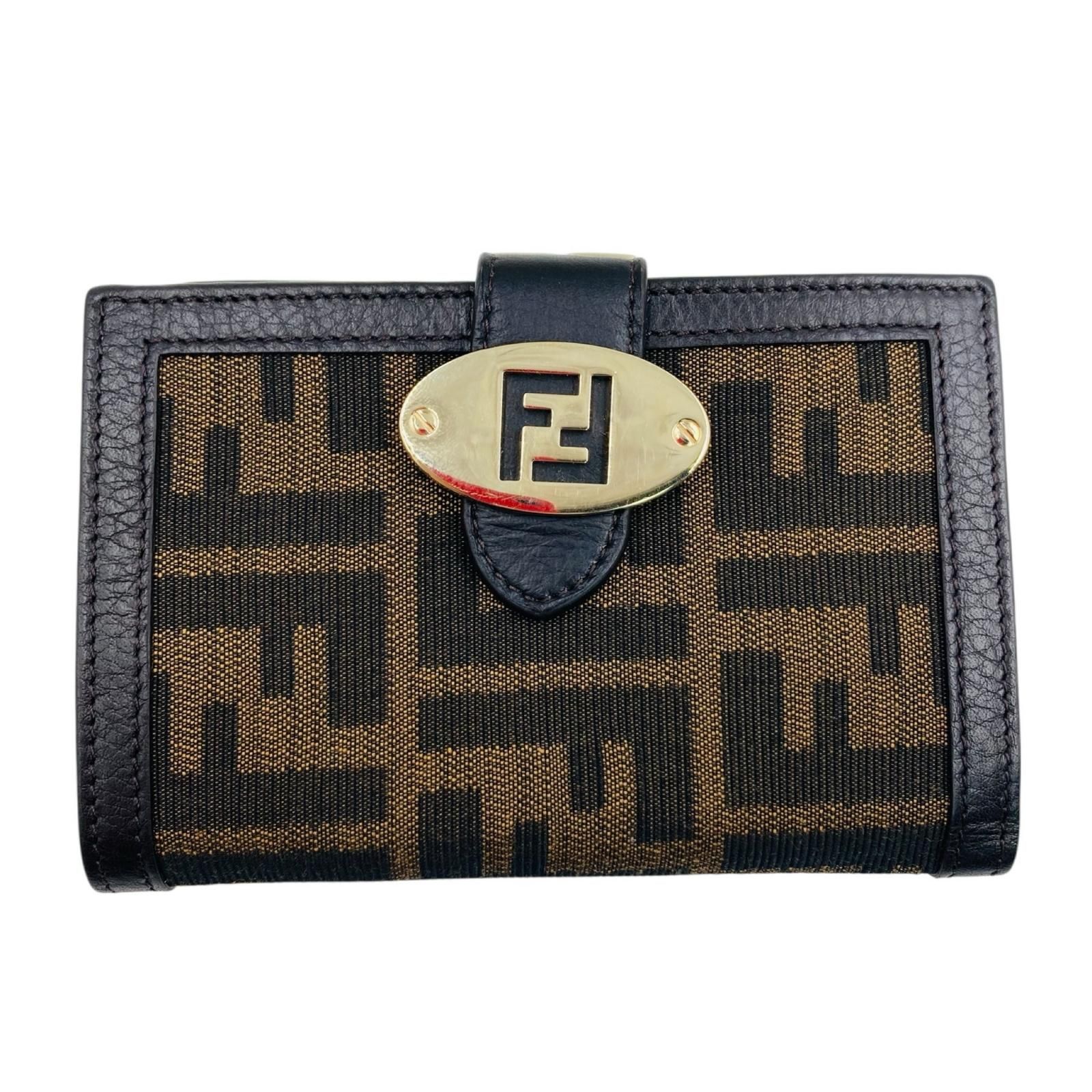 FENDI フェンディ ズッカ柄 キャンバス がま口 折り財布 きれい