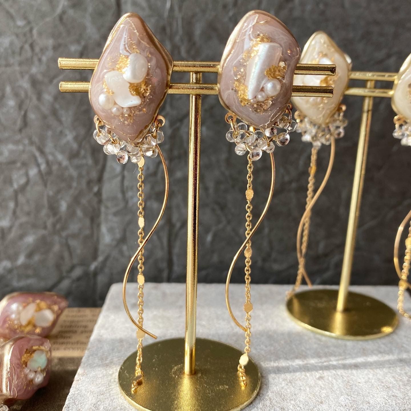 ハンドメイドピアス ハンドメイドイヤリング アゲートスライス  