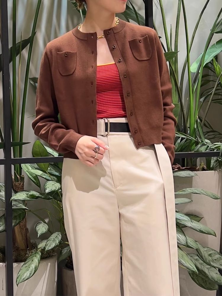 新品未使用 CABaN コットンカシミヤクルーネックカーディガン XS S  