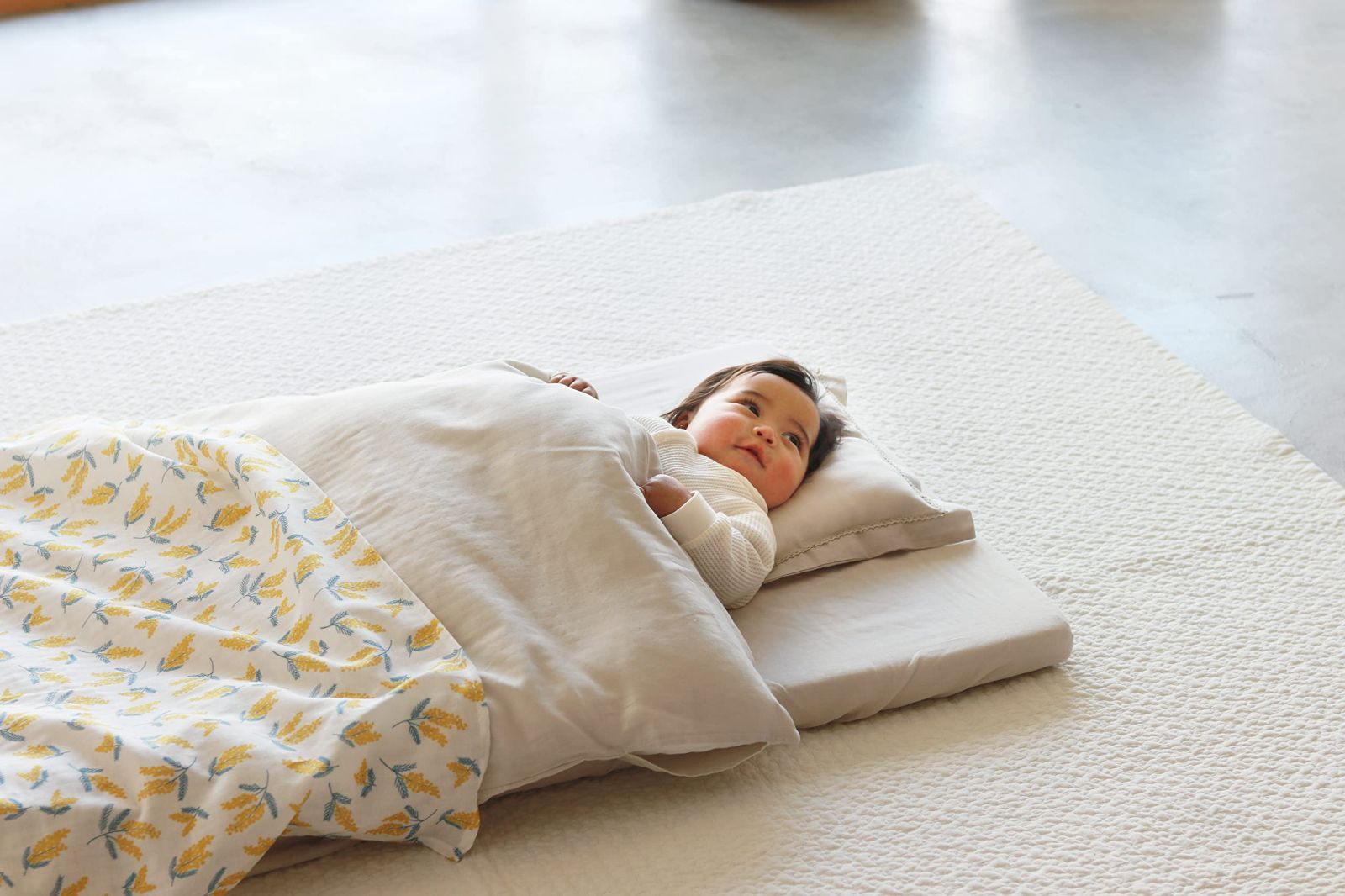 数量 1406-9998-51 スモークベージュ×ミモザ ベビー布団 70×85 サンデシカ