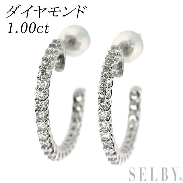 K14WGダイヤモンドフープピアス合計1.00ct K14WGダイヤモンドフープピアス合計1.00ct