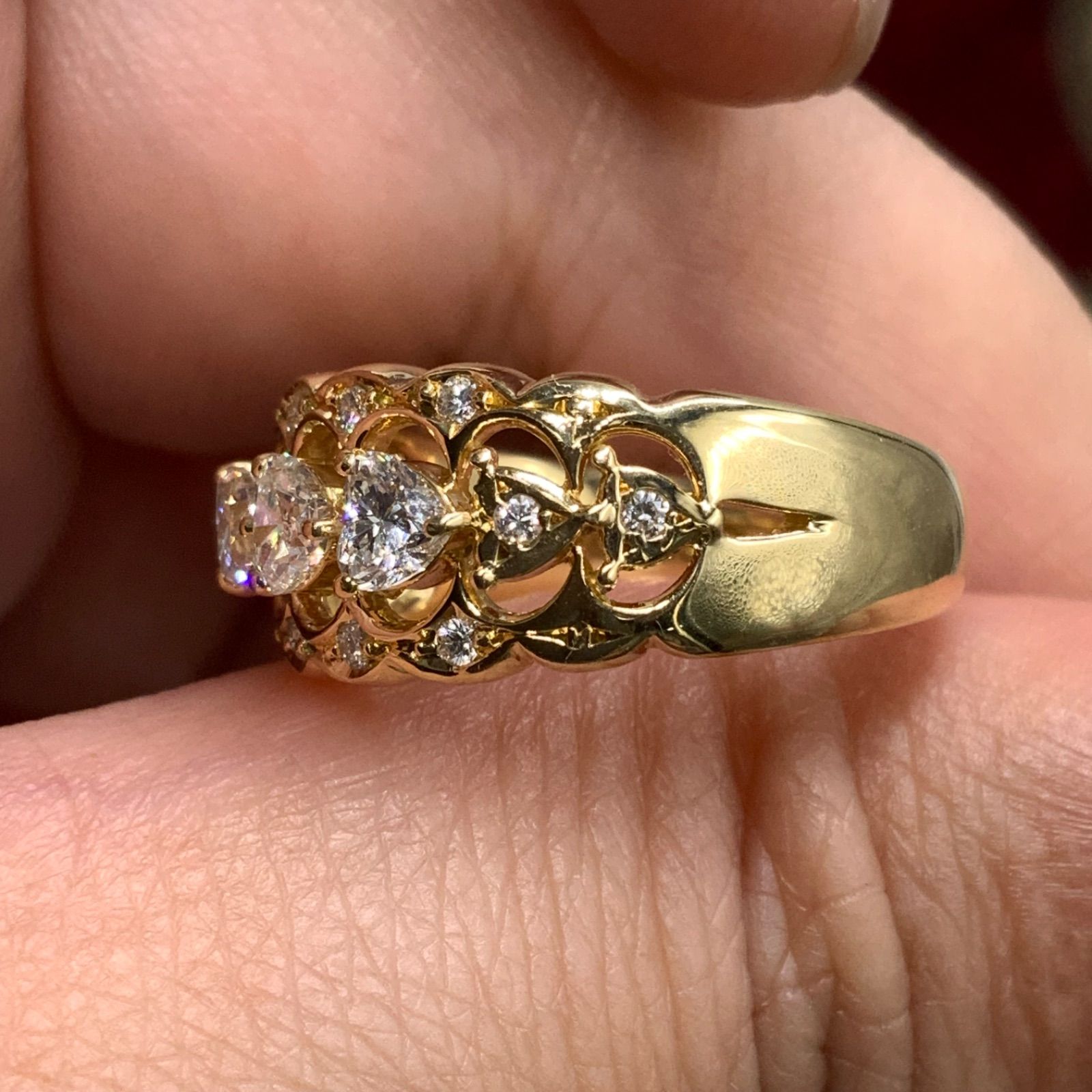 K18 ダイヤモンド リング ハートシェイプカット 5.8g 約12号