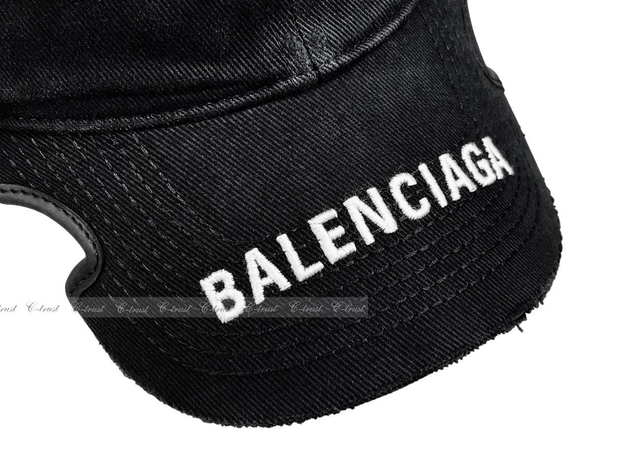 BALENCIAGA バレンシアガ キャップ ロゴ刺繍 バイザー ノッチ加工 