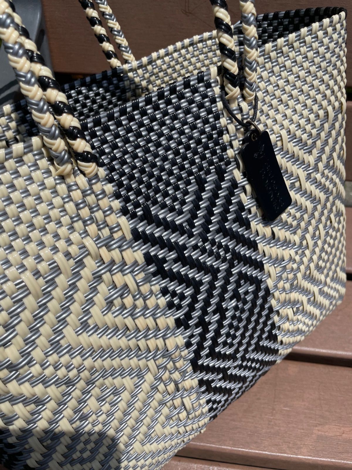 新品 大人気オアハカ産 メルカドバッグ シルバーブラック Sサイズ 新品 大人気オアハカ産 メルカドバッグ シルバーブラック S