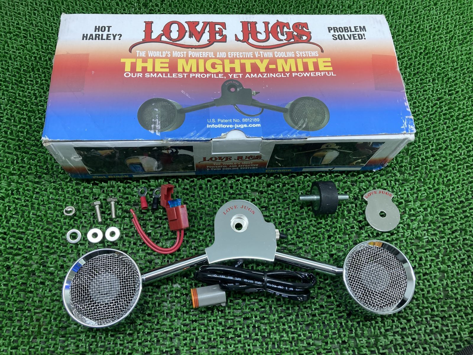 LoveJugs製ソフテイル クーリングファン 社外 バイク 部品 ハーレー Mighty-Mites クローム 強制冷却ファン