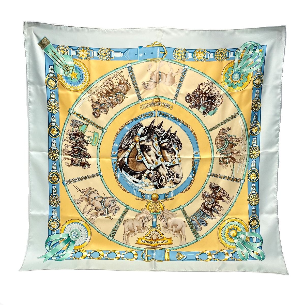 HERMES カレ90　CHEVAUX DE TRAIT　輓馬 HERMES エルメス カレ90 CHEVAUX DE TRAIT 輓馬ベージュ - メルカリ