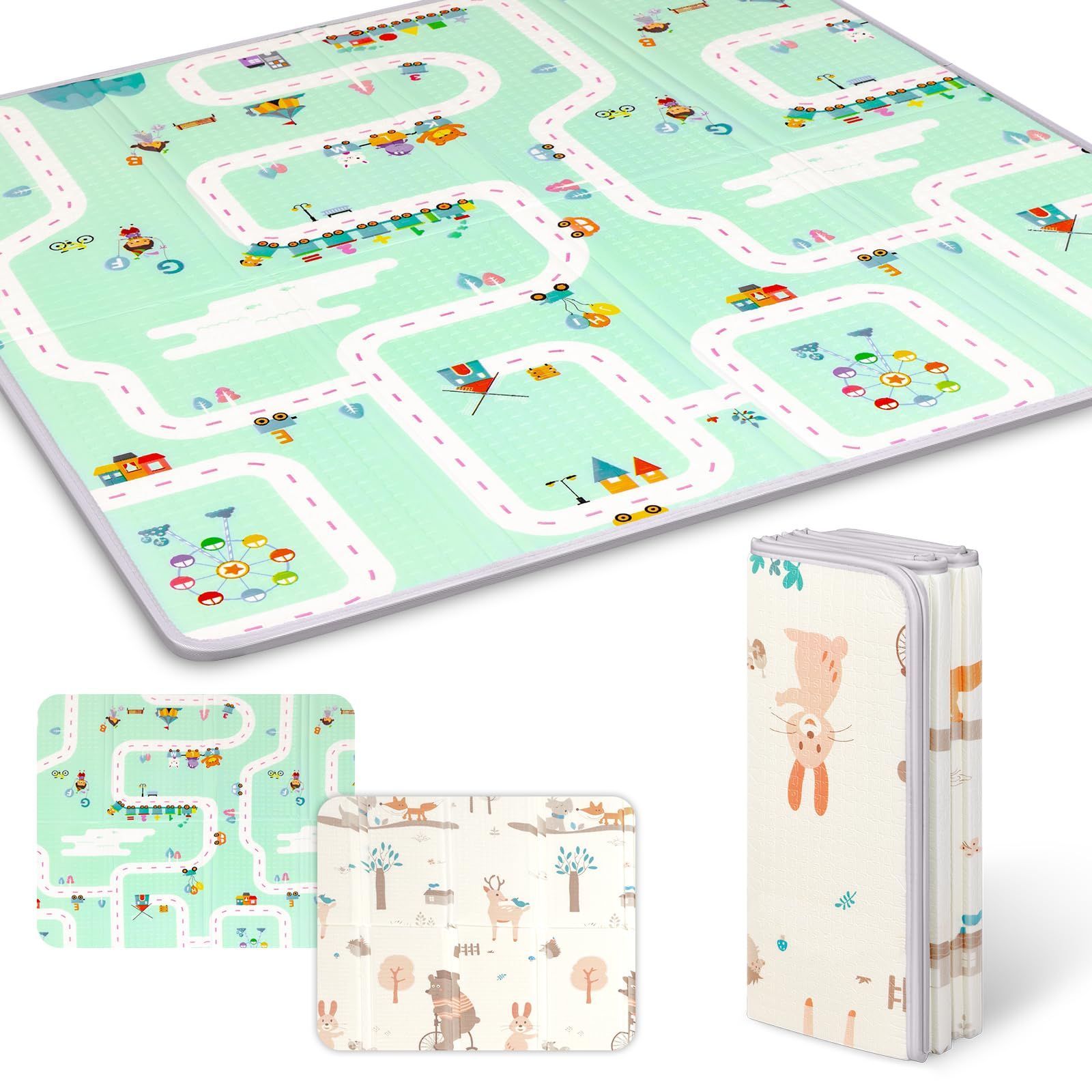 【特価商品】Animals Bear お昼寝マット ベビーマット 防音マット 防水 折りたたみ 200*180*1 厚手 ジョイントマット 収納しやすい プレイマット 赤ちゃん プレイマット-Artake