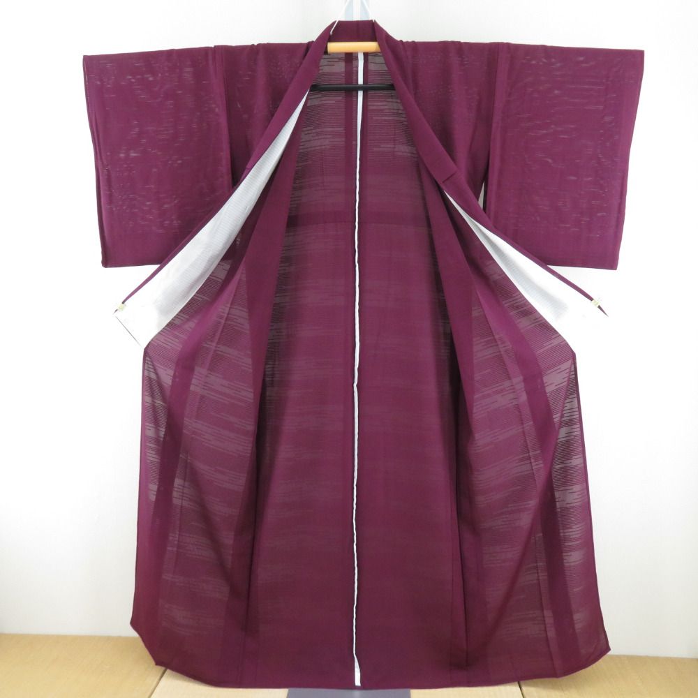 kai3点セット♡夏着物　ワインレッド 色無地 　未使用　保管品 kai様専用3点セット♡夏着物 ワインレッド 色無地 未使用 保管品