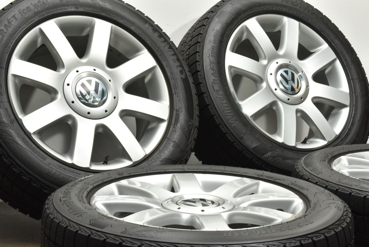 製 バリ溝スタッドレス フォルクスワーゲン ゴルフ 純正 16in 6.5J 50 PCD112 KUMHO WINTERCRAFT Wi61 205 55R16 ジェッタ