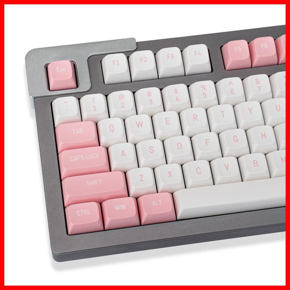 【ラスト1点】メカニカル スイッチ用 MX チェリー レイアウト ゲーミング ISO/ANSI ショット ダブル プロファイル MSA ギア キー 150 セット ピンクと白のキーキャップ