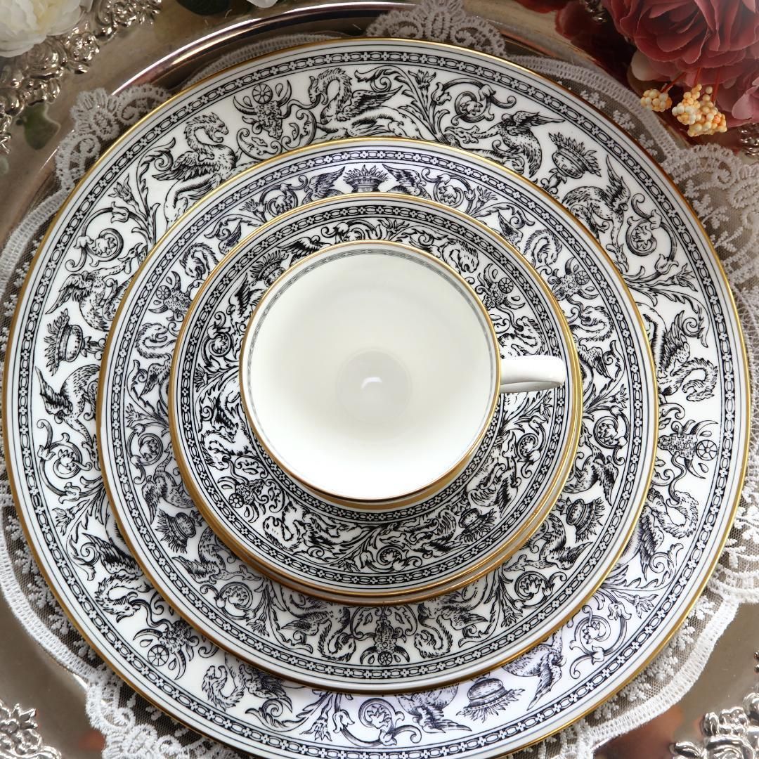 大 ウェッジウッド フロレンティーン ブラック リーシェイプ ５Pセット ティーカップ F7