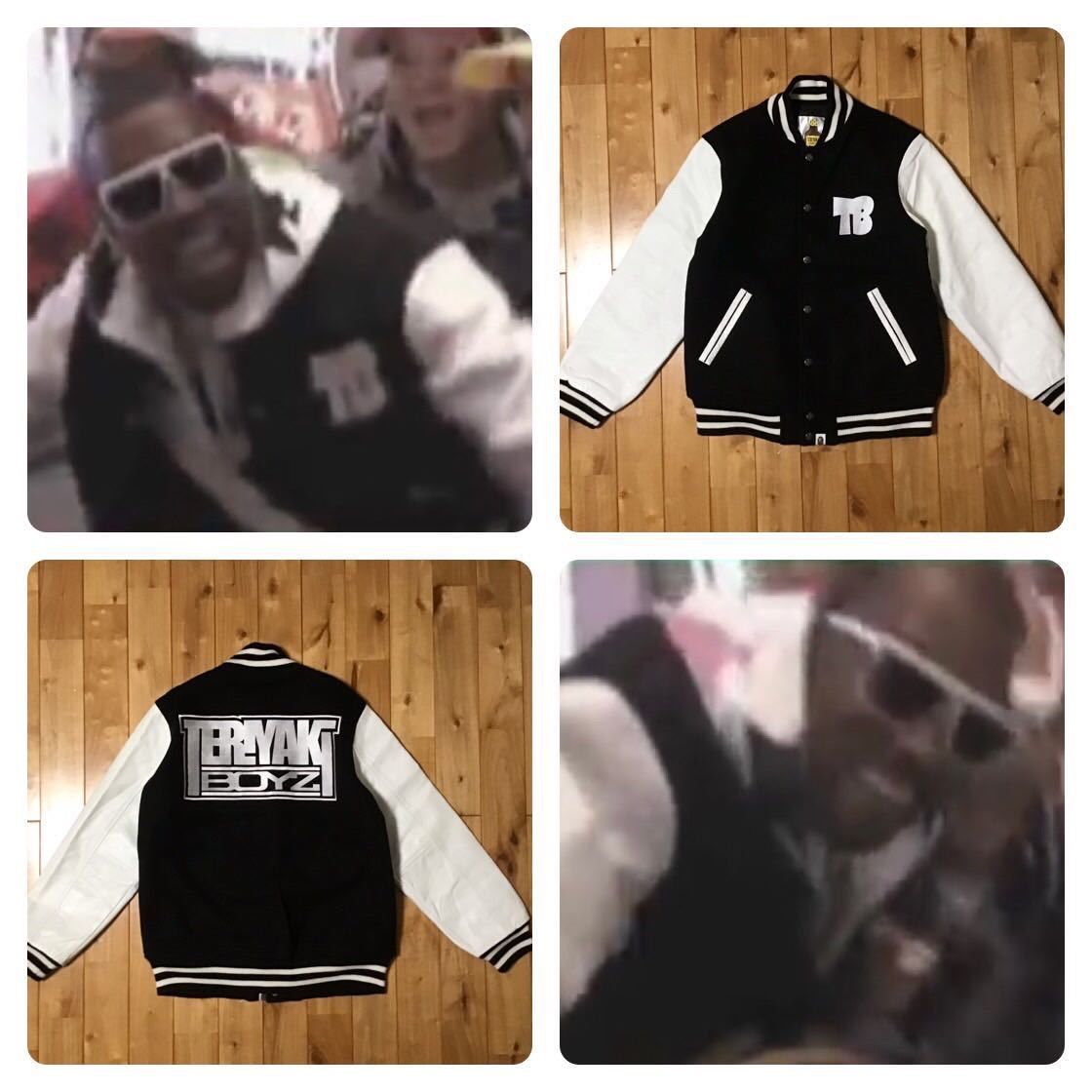 KANYE 着用モデル 袖レザー スタジャン BAPE テリヤキ ベイプ ape 