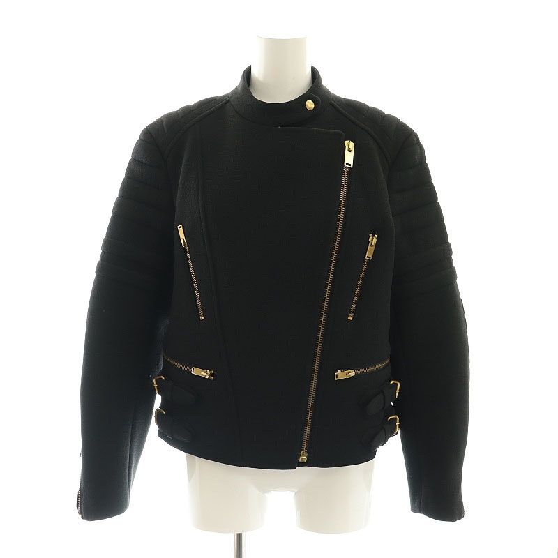 セリーヌ CELINE フィービー期 ライダースジャケット ブルゾン ジップアップ 40 黒 ブラック |DF OS