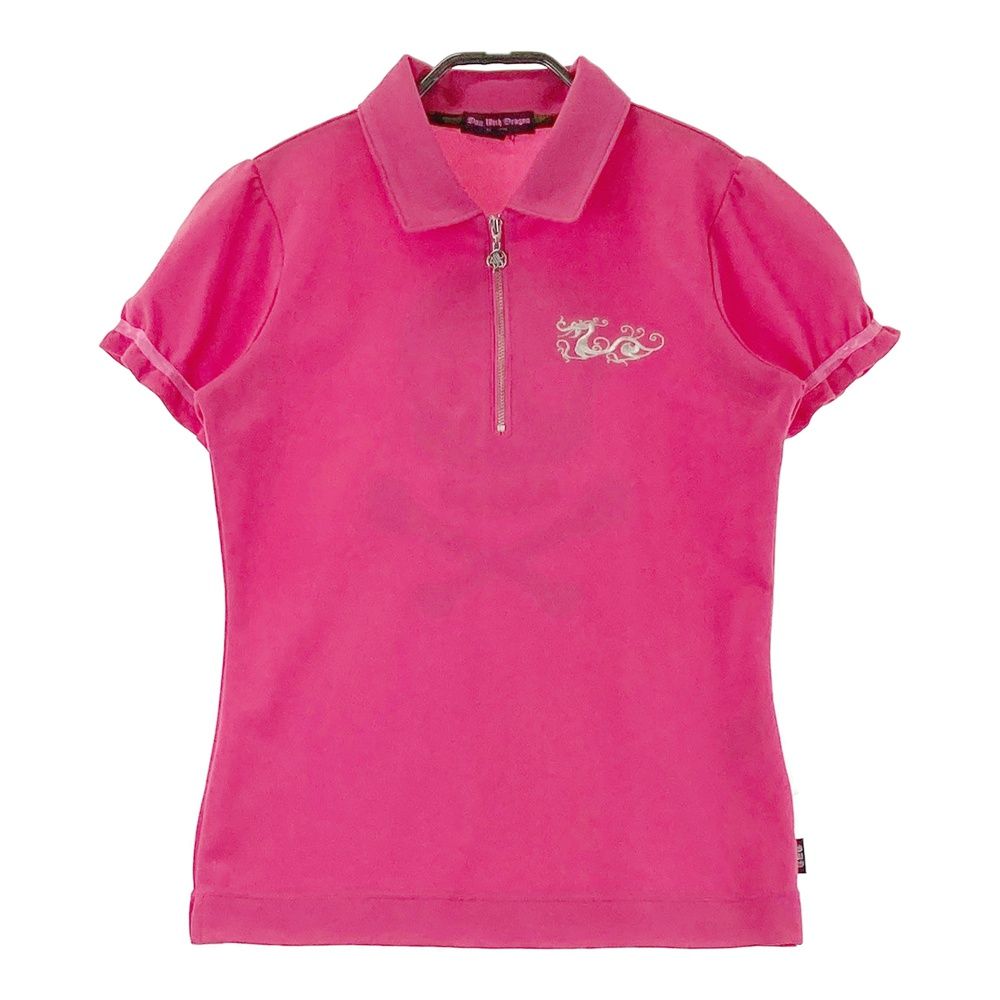 ダンスウィズドラゴン ハーフジップ シャツ レッド 2 ゴルフ ロゴ柄 メンズ ダンスウィズドラゴン ハーフジップ シャツ レッド 2 ゴルフ