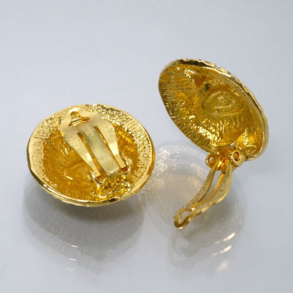 ヴィンテージシャネル　ラウンドカンボンデザイン ココマークイヤリング（ゴールド）サイズ直径２５