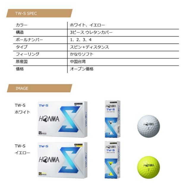 幸せ HONMA ホンマ 2025 TW-S Ball 4ダースセット 12個入りｘ4 TW-S ボール ゴルフボール 日本 全部実物撮影しております
