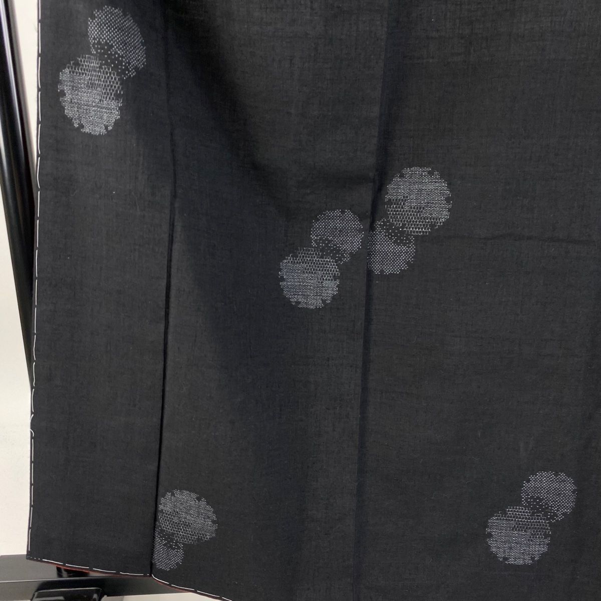 結城紬 身丈162cm 裄丈66cm M 袷 本場結城紬 井上商事 証紙 雪輪 墨色 正絹