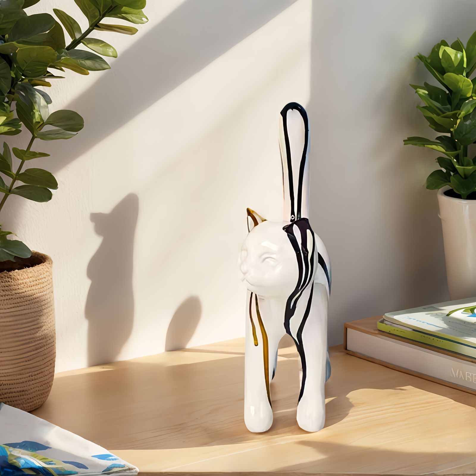 オブジェ 置物 オーナメント ネコ ねこ 猫 シンプル モダン 樹脂 インテリア おしゃれ 室内 屋内 インテリア雑貨 玄関 リビング ダイニング インテリア小物 棚装飾