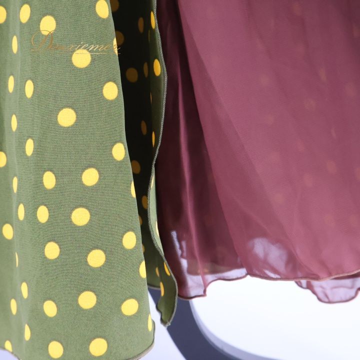 フラメンコ 衣装 ワンピース ドレス ペチコート 緑 カーキ ドット 水玉 茶色 レトロ お洒落 舞台 パーティ 発表会 ブラウン系 グリーン系 スリット おしゃれ 大人 レディース フェス ドレスアップ かわいい 上品