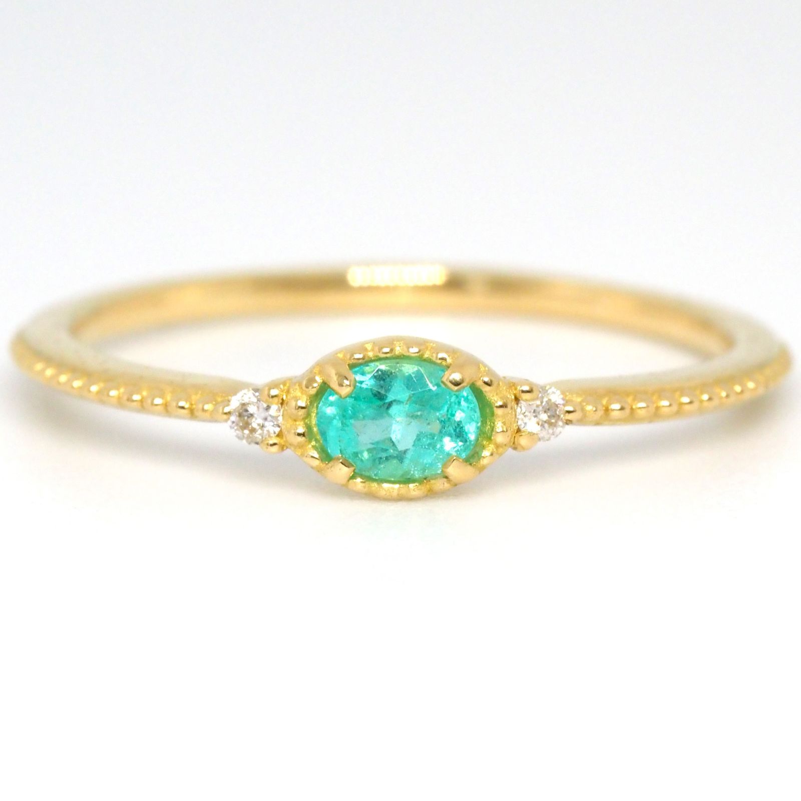パライバトルマリン ブラジル産 リング 0.158ct D0.02ct k18 CGL 