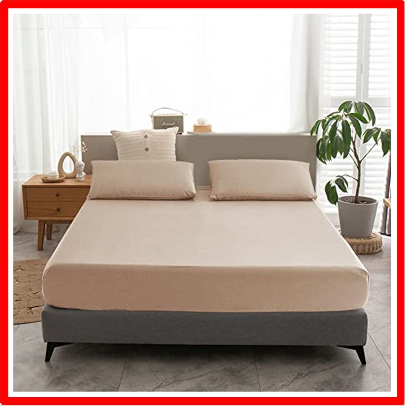 【匿名配送】キャメル_ワイドダブル・150x200x30cm Treeflyheart ボックスシーツ ワイドダブル・キャメル 吸水速乾 シーツ?ベッドカバー