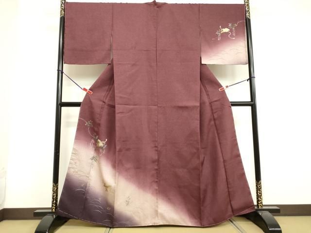 平和屋着物○訪問着 総絞り 扇面草花芝文 暈し染め 金彩 やまと