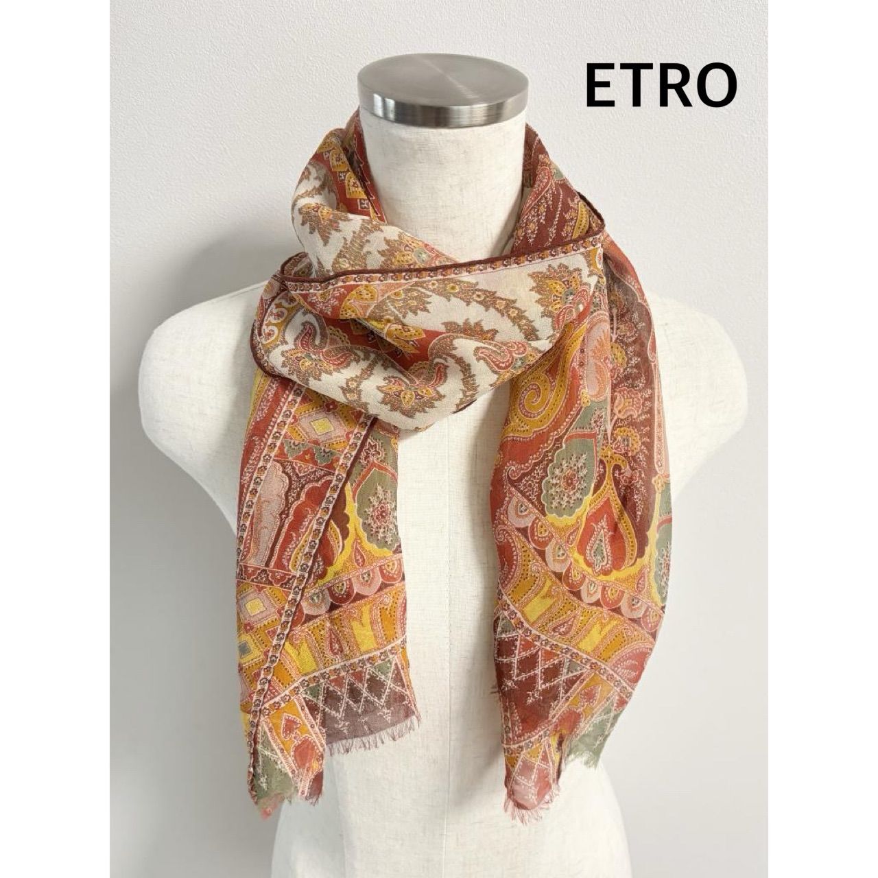 ETRO シルクストール 100% イタリア製 中古】 エトロ シルクストール