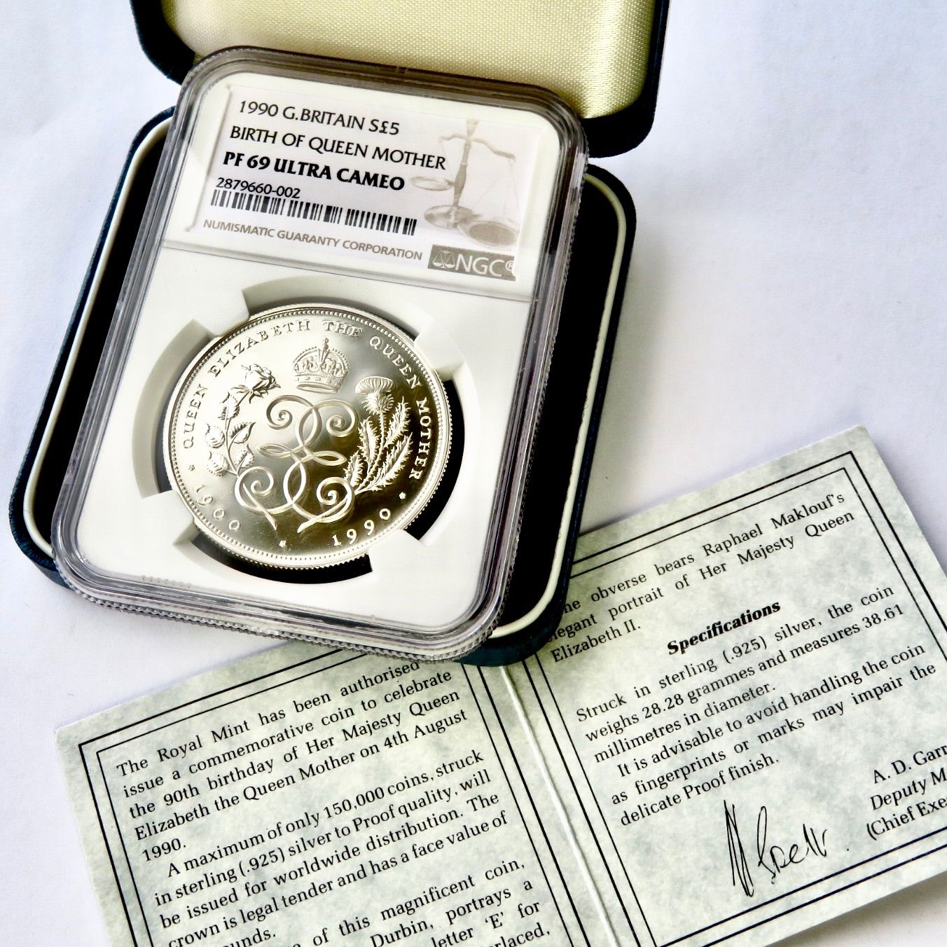 ☆NGC☆1990 イギリス PF69 UC バラ アザミ 銀貨 5ポンド - 旧貨幣 