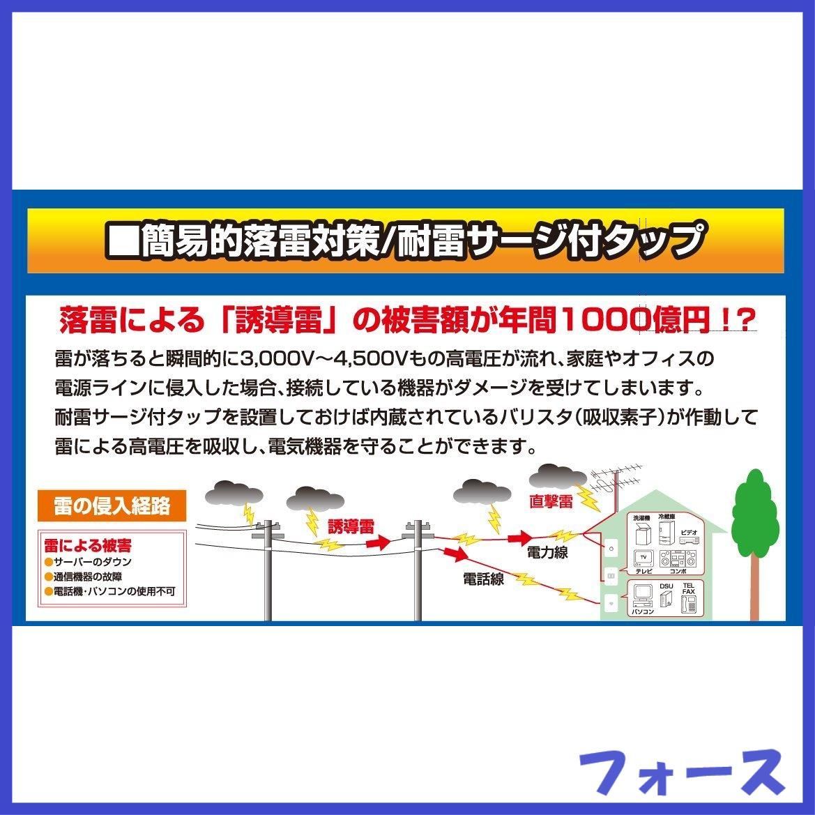 エルパ (ELPA) サージ付タップ コンセント 雷ガード 安全 耐雷