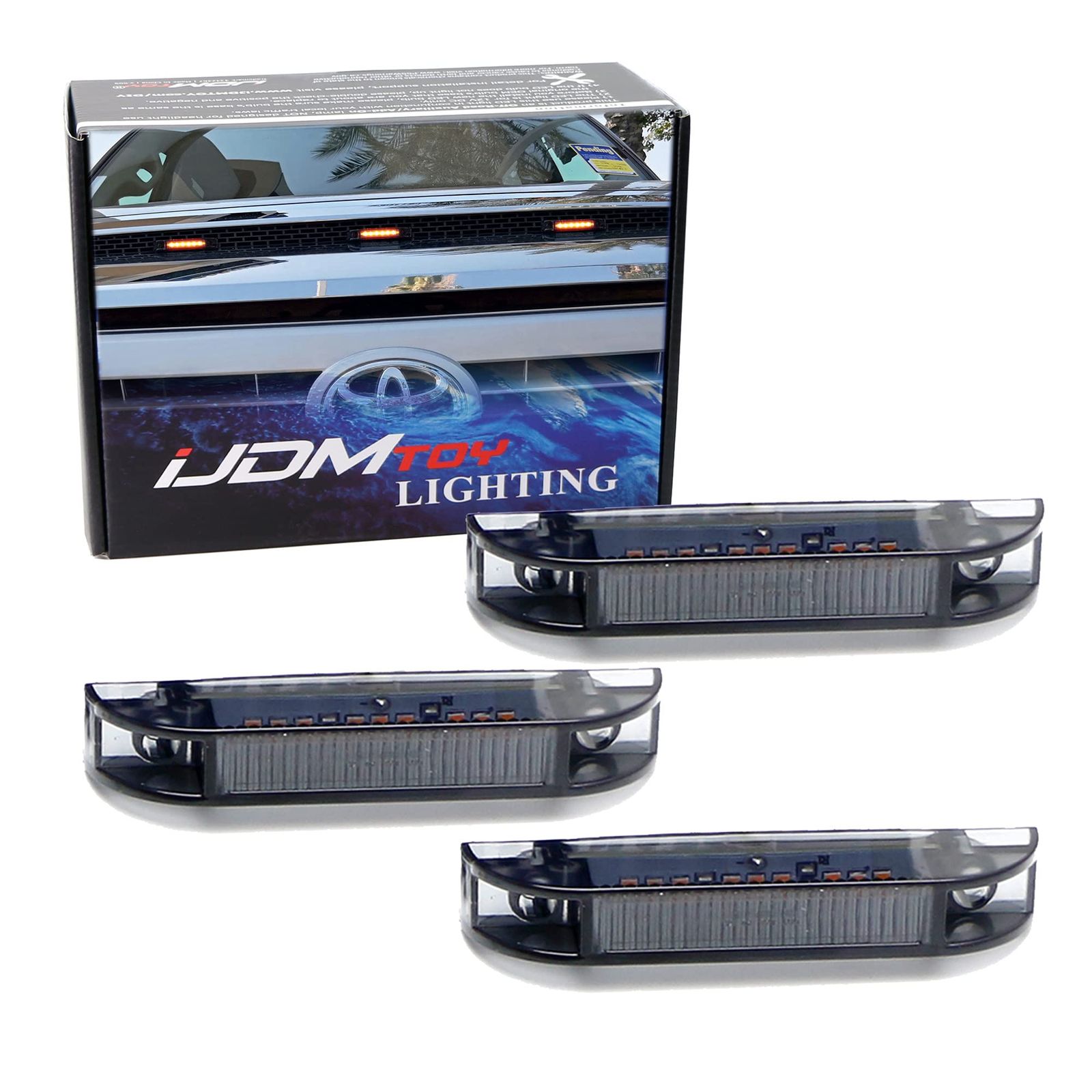 iJDMTOY スモークレンズ アンバー LEDグリルライトキット 2014-2021