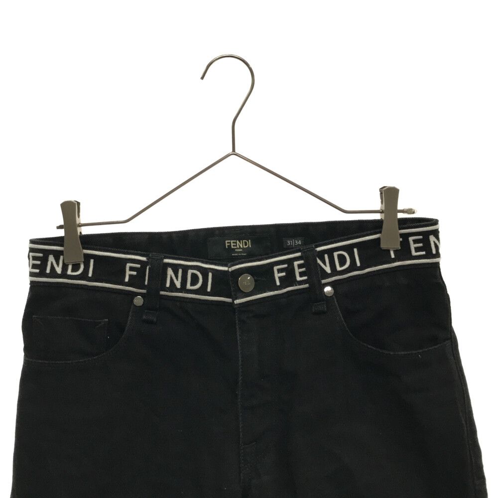 FENDI (フェンディ) LOGO TAPE WAIST BELTED JEANS FLP201 ACB5 ロゴテープウエストベルトデニムパンツ  ジーンズ ブラック - メルカリ