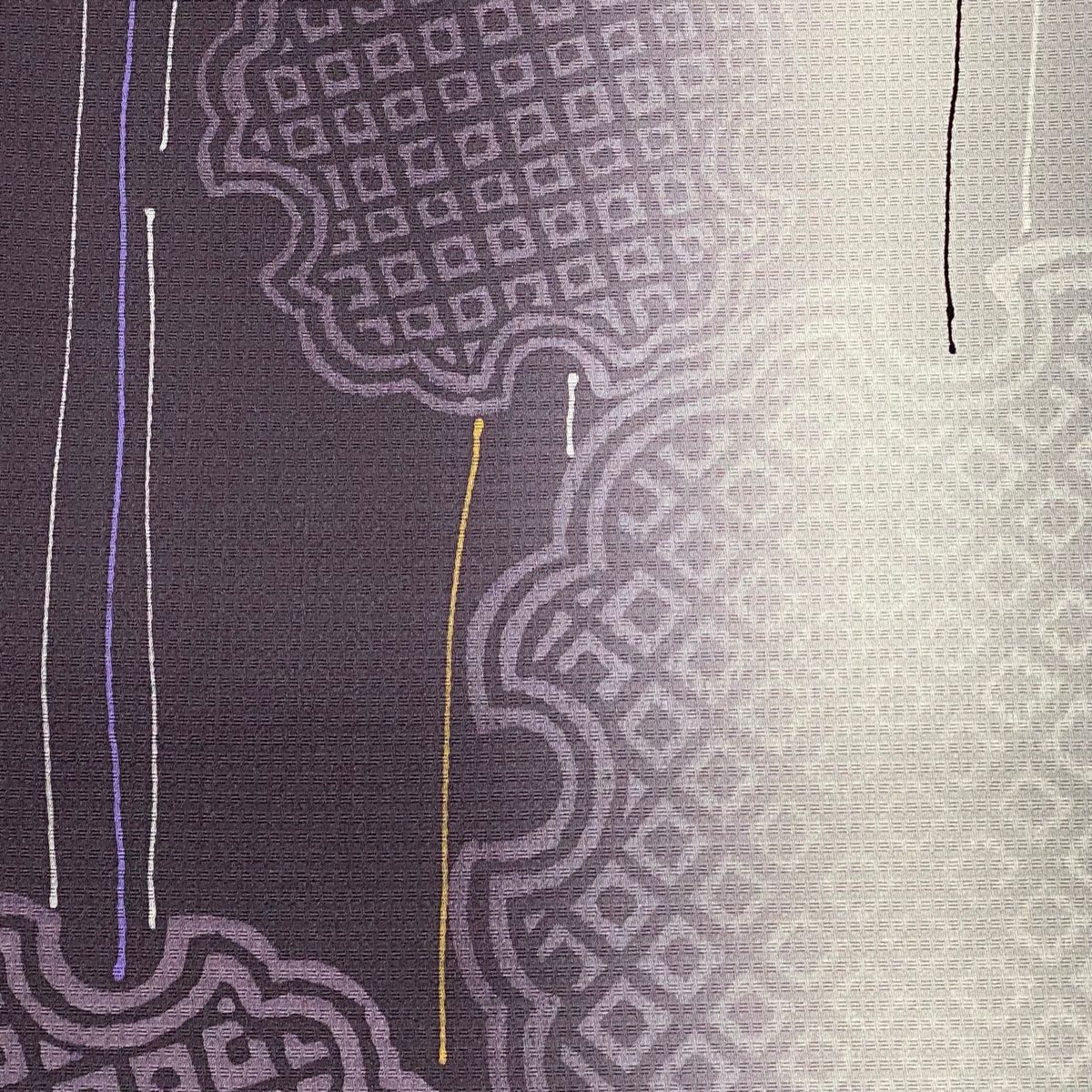 袋帯 名品 雪輪 幾何学模様 紫 全通 正絹