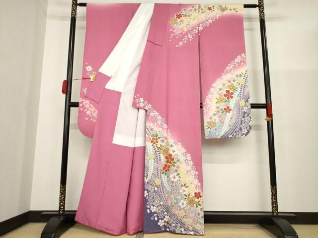 平和屋着物○訪問着 童子枝桜文 ロング丈 正絹 逸品 DAAV1511tw