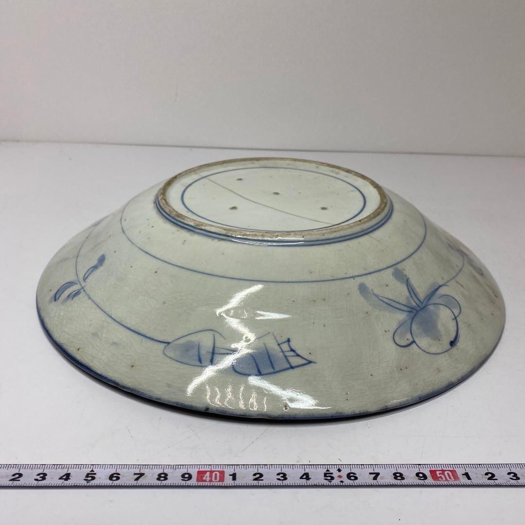 江戸中期　元禄染付　藍九谷手　大皿　タルチ　東さ5-0425☆ 江戸中期 元禄染付 藍九谷手 大皿 タルチ 東さ5-0425☆ 江戸