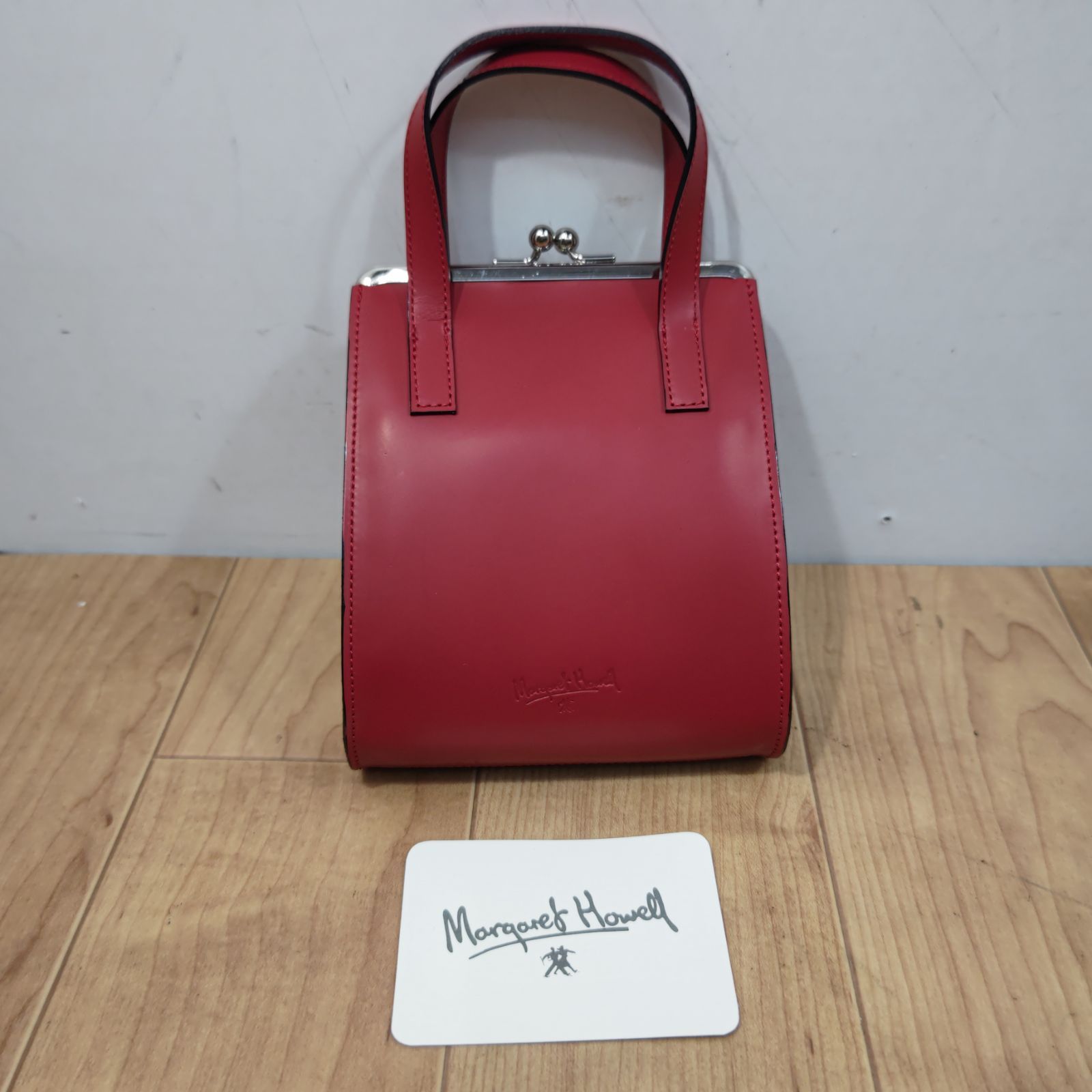 S93950 Margaret Howell 赤 レザー ハンドバッグ ショルダーバッグ美品 