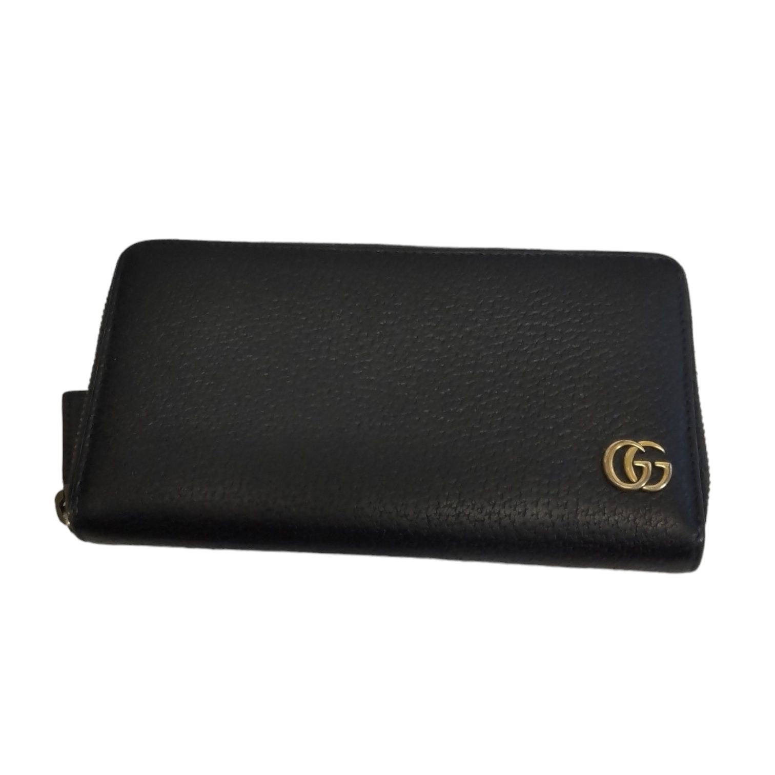中古品】 GUCCI グッチ GGマーモント ラウンドジップ 長財布 ブラック 