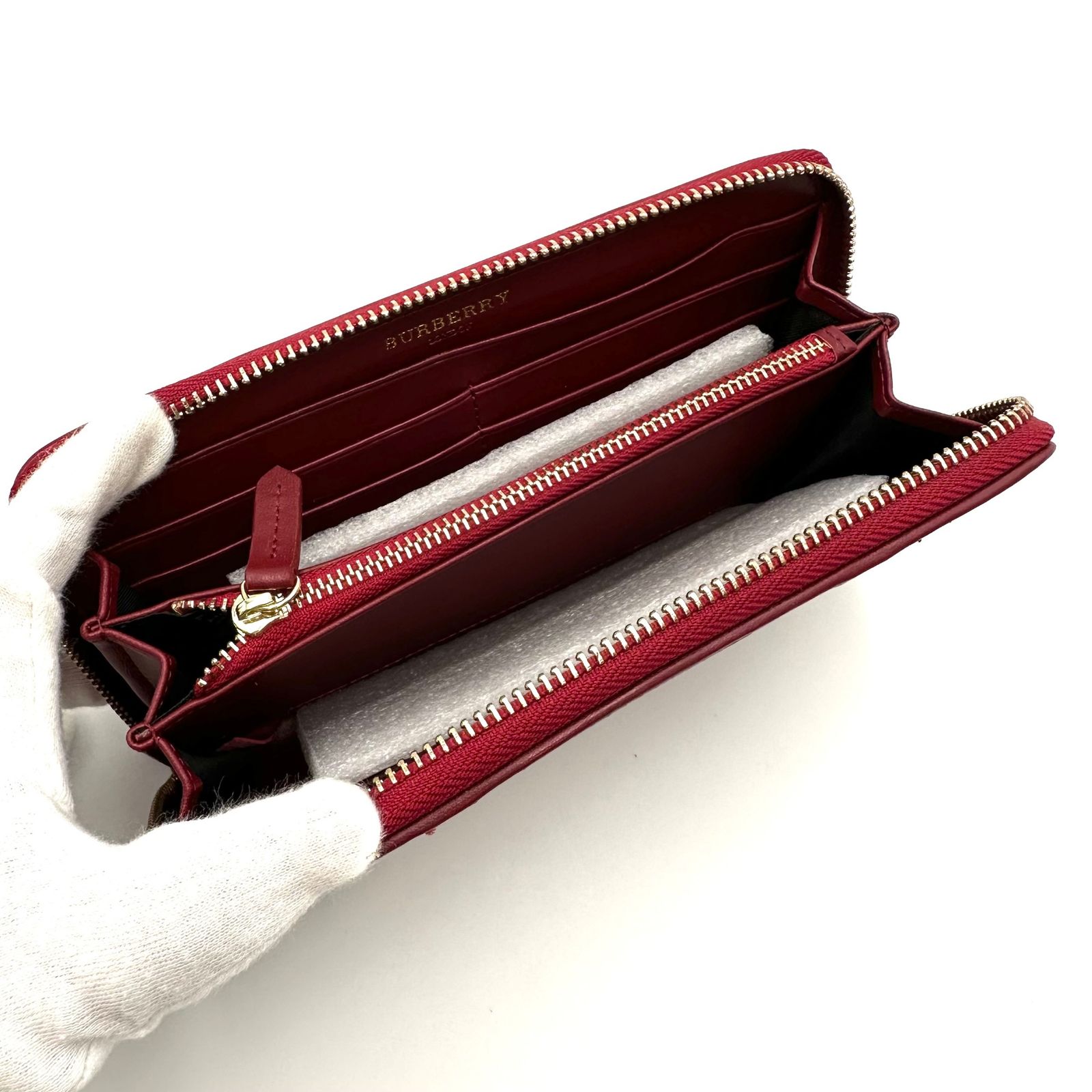 極美品】BURBERRY バーバリー 長財布 赤 ボルドー ノバチェック  