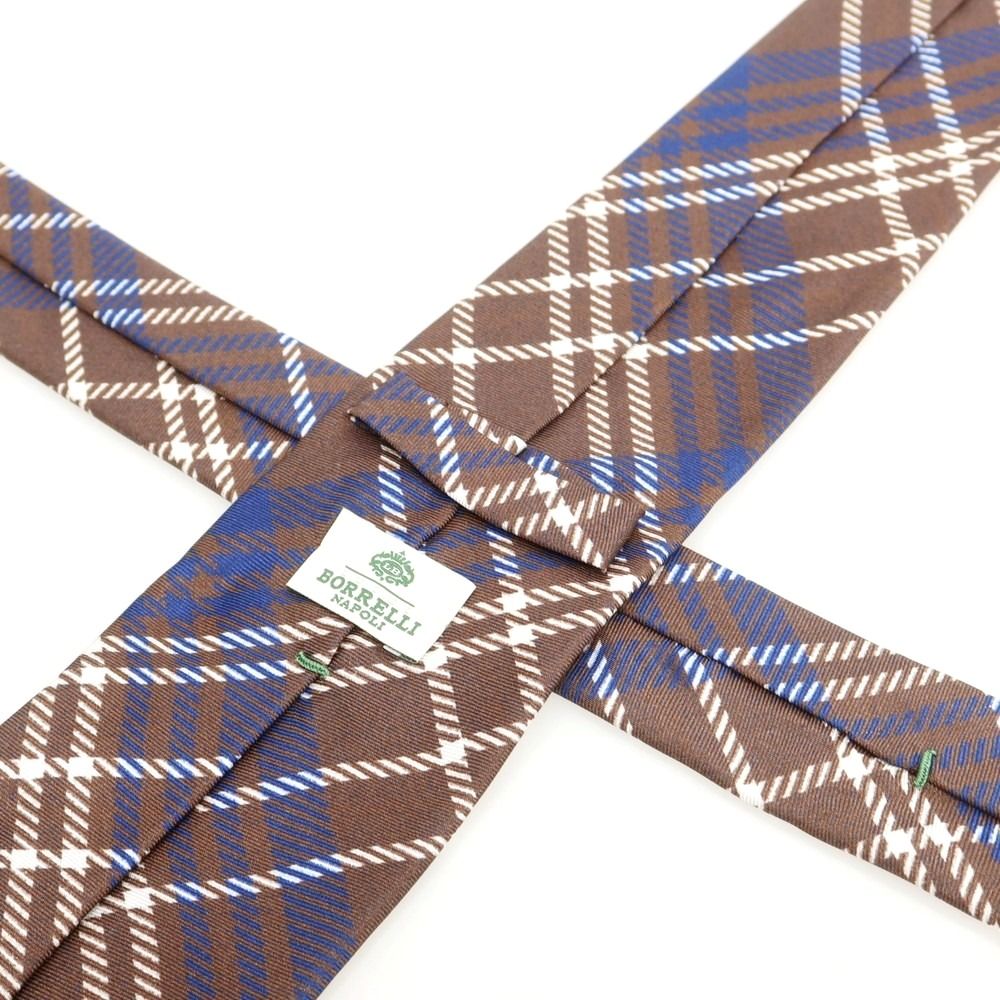 中古】ルイジ ボレッリ Luigi Borrelli シルク プリント チェック柄