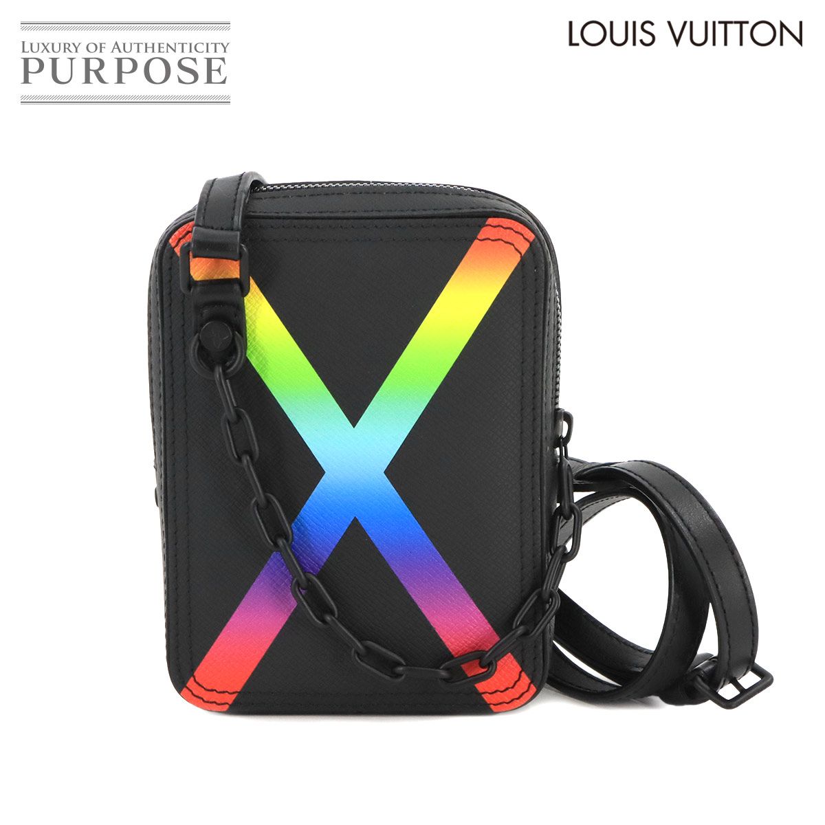 未使用 展示品 ルイ ヴィトン LOUIS VUITTON タイガ ダヌーブ メッセンジャー ショルダー バッグ レザー ブラック M30332  90238837 - メルカリ