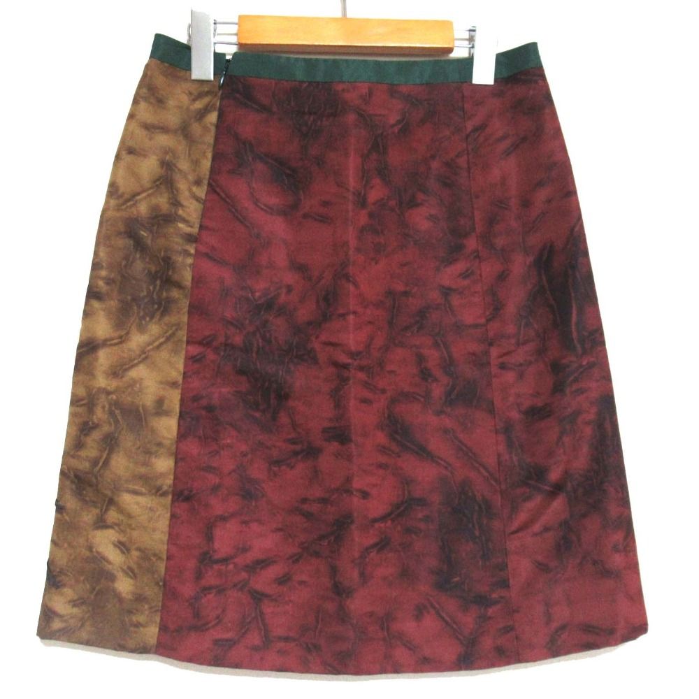 美品 PRADA プラダ オウムモチーフ シルク ミニスカート サイズ40  