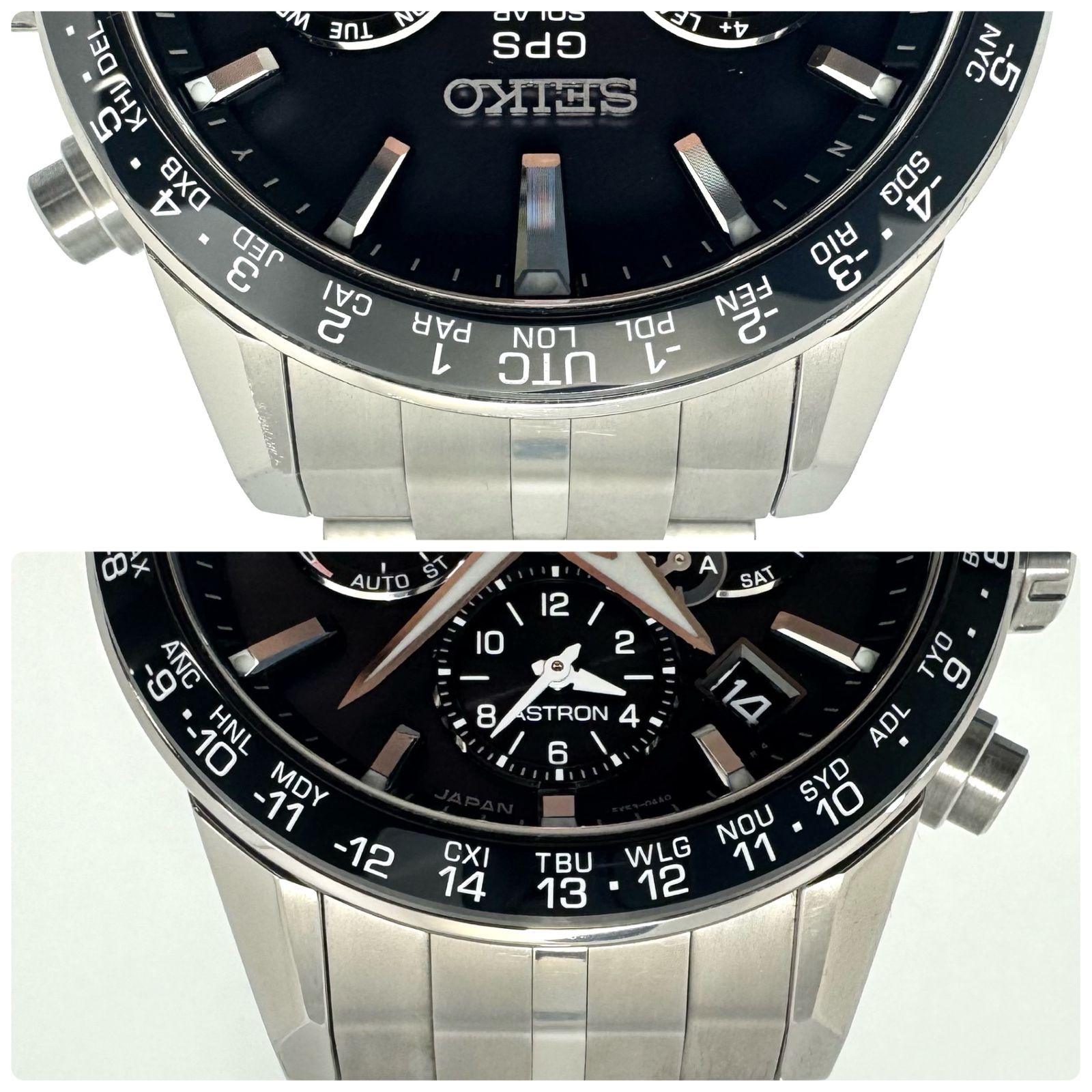 美品】セイコー アストロン SBXC003 5X53-0AB0 電波ソーラー 黒 デイト  