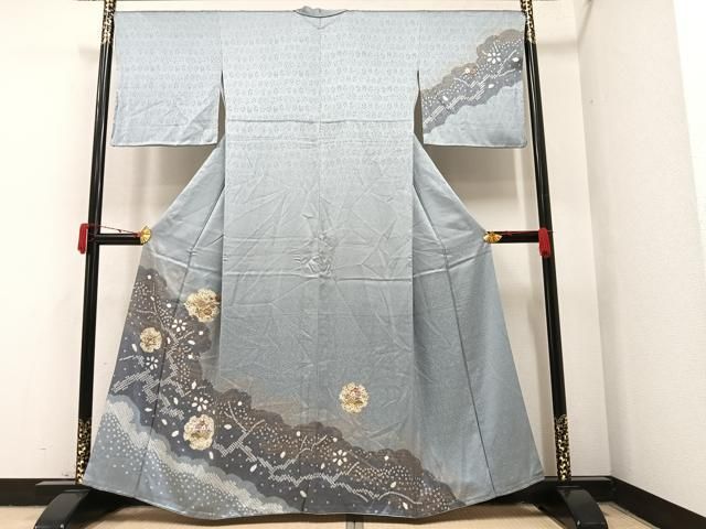 平和屋着物○訪問着 絞り 刺繍 雪輪草花文 金彩 小田急百貨店扱い 正絹