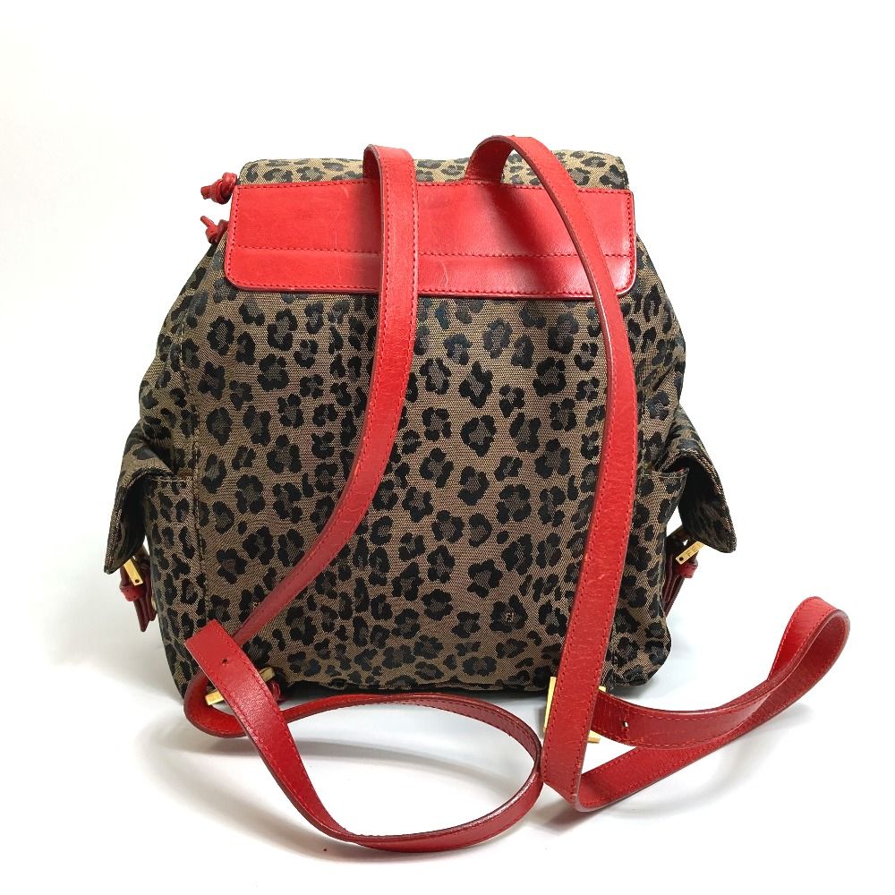 FENDIレパード柄リュック FENDI レオパード柄 バックパック リュックサック キャンバス