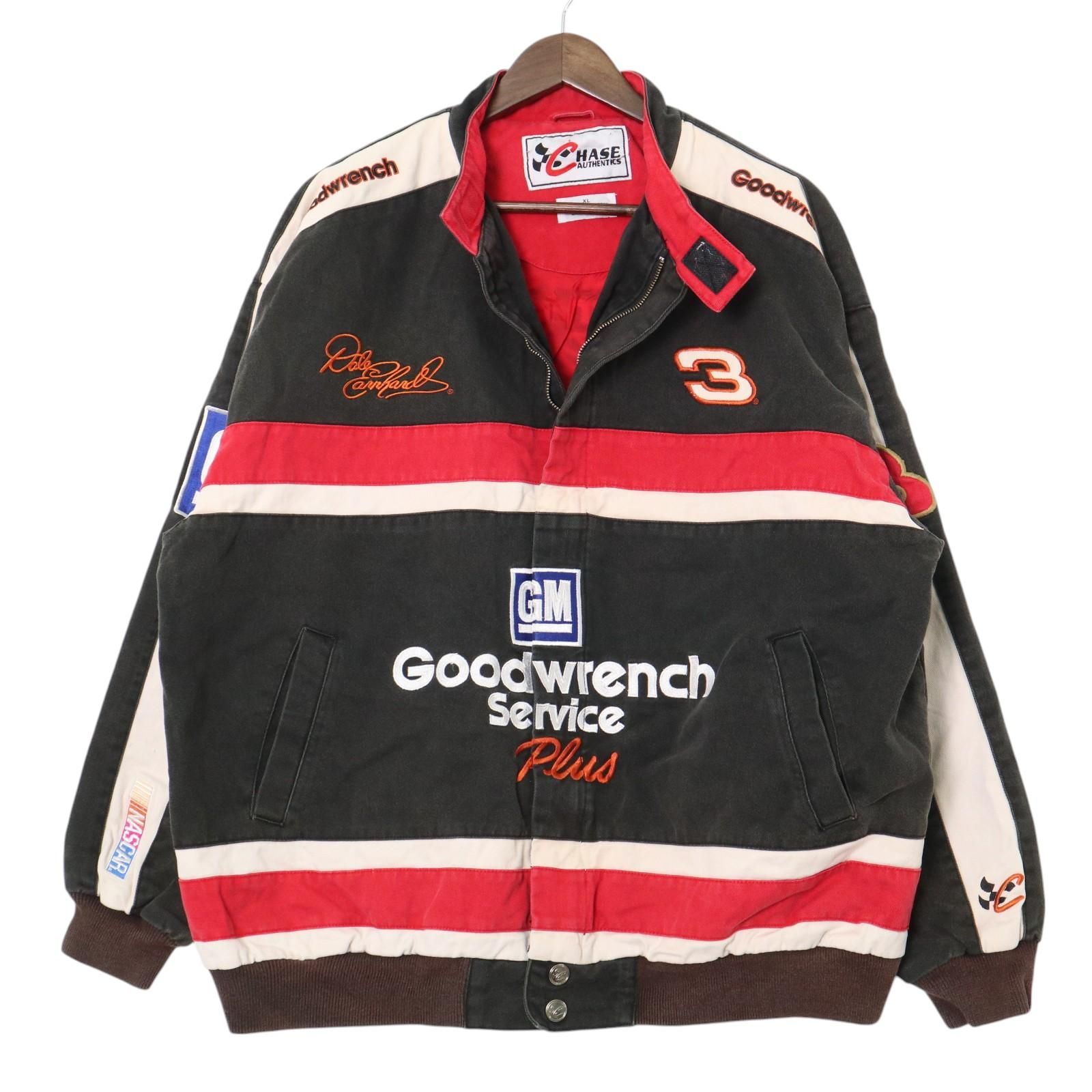 CHASE AUTHENTICS チェイス オーセンティック NASCAR ナスカー レーシングジャケット 企業ロゴ ブラック (メンズ XL) 中古 古着 A3663