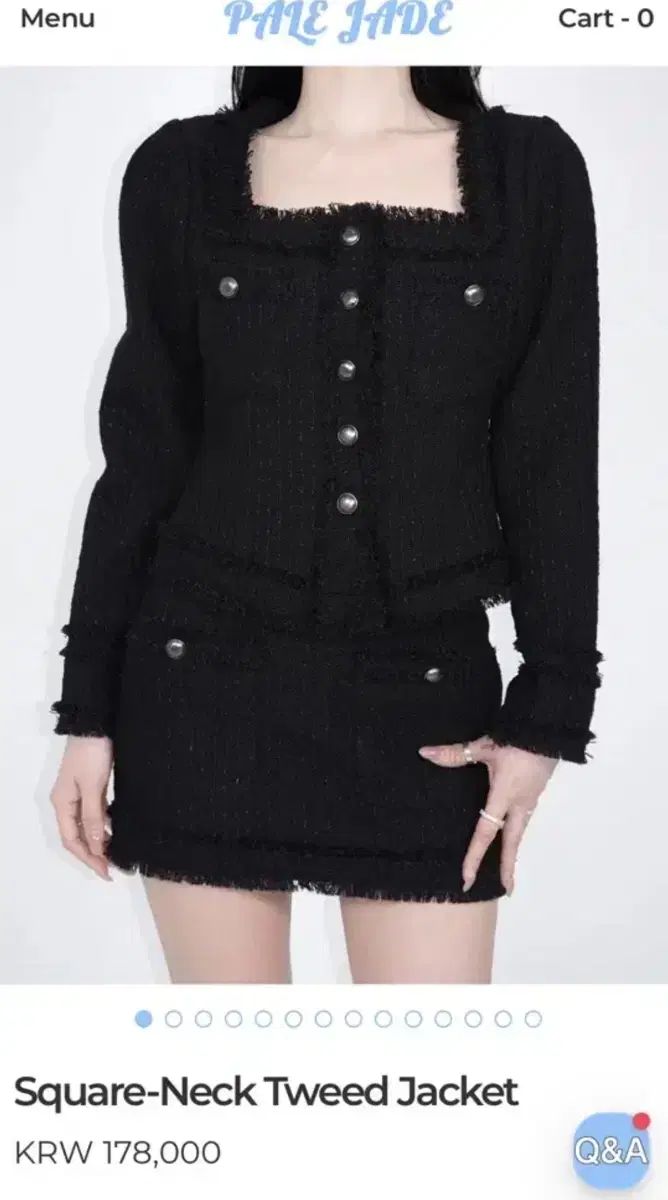 ペイルジェイド スクエアネック ツイード ブラック セットアップ