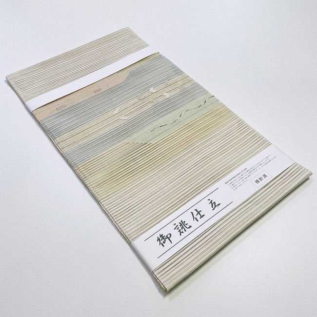 ☆ 新品 美品 名古屋帯 夏 絽 ベージュ 矢羽☆ r696【新品
