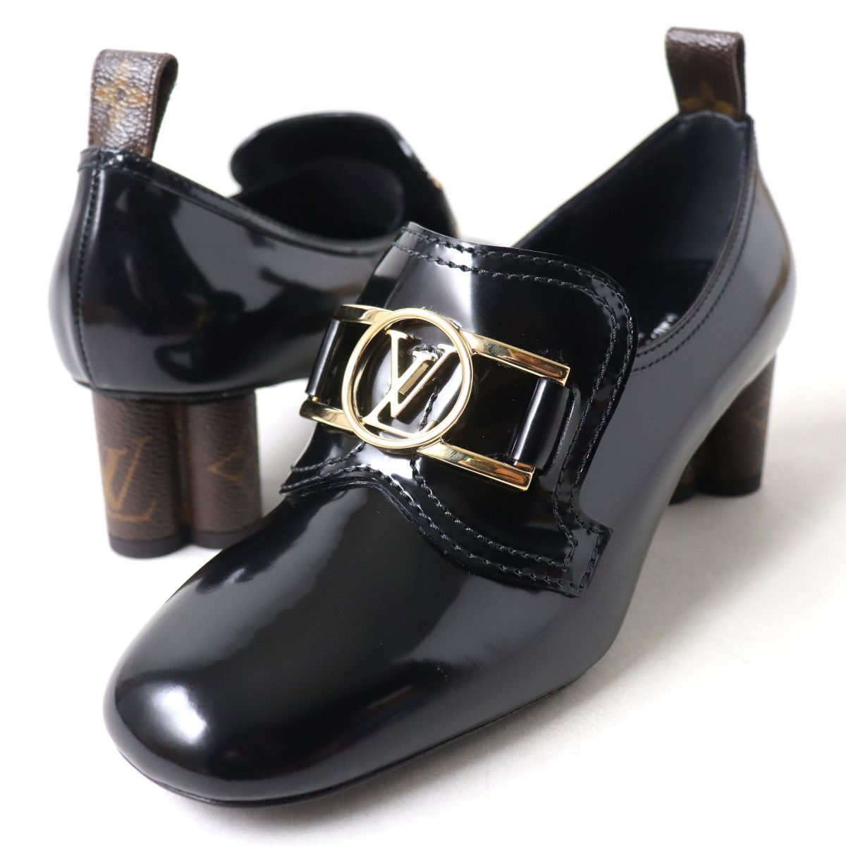 LOUIS VUITTON ルイヴィトン パンプス ヒール LV金具 黒 レザー 楽天市場】ルイヴィトン 23年製 靴 シューズ パンプス ヒール LV金具