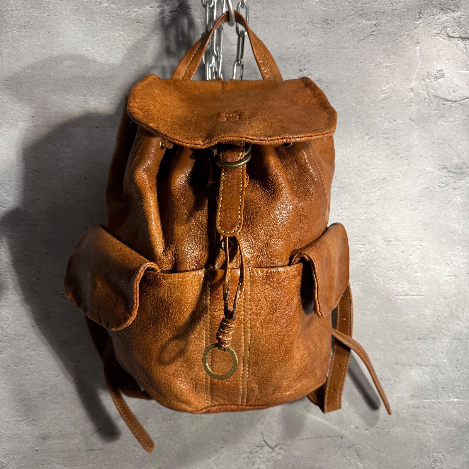 ✨genten ヌメ革リュック✨ブラウン✨レザー✨ - メルカリ