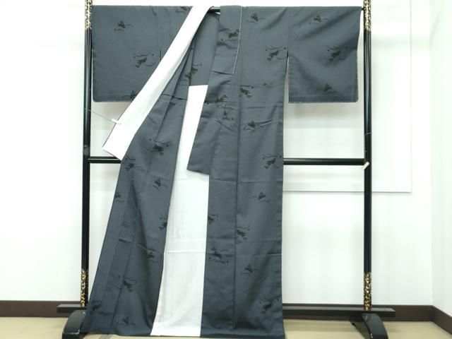 平和屋着物□極上 本塩沢 単衣 塩沢物語 兎 露芝文 証紙付き 逸品 未  